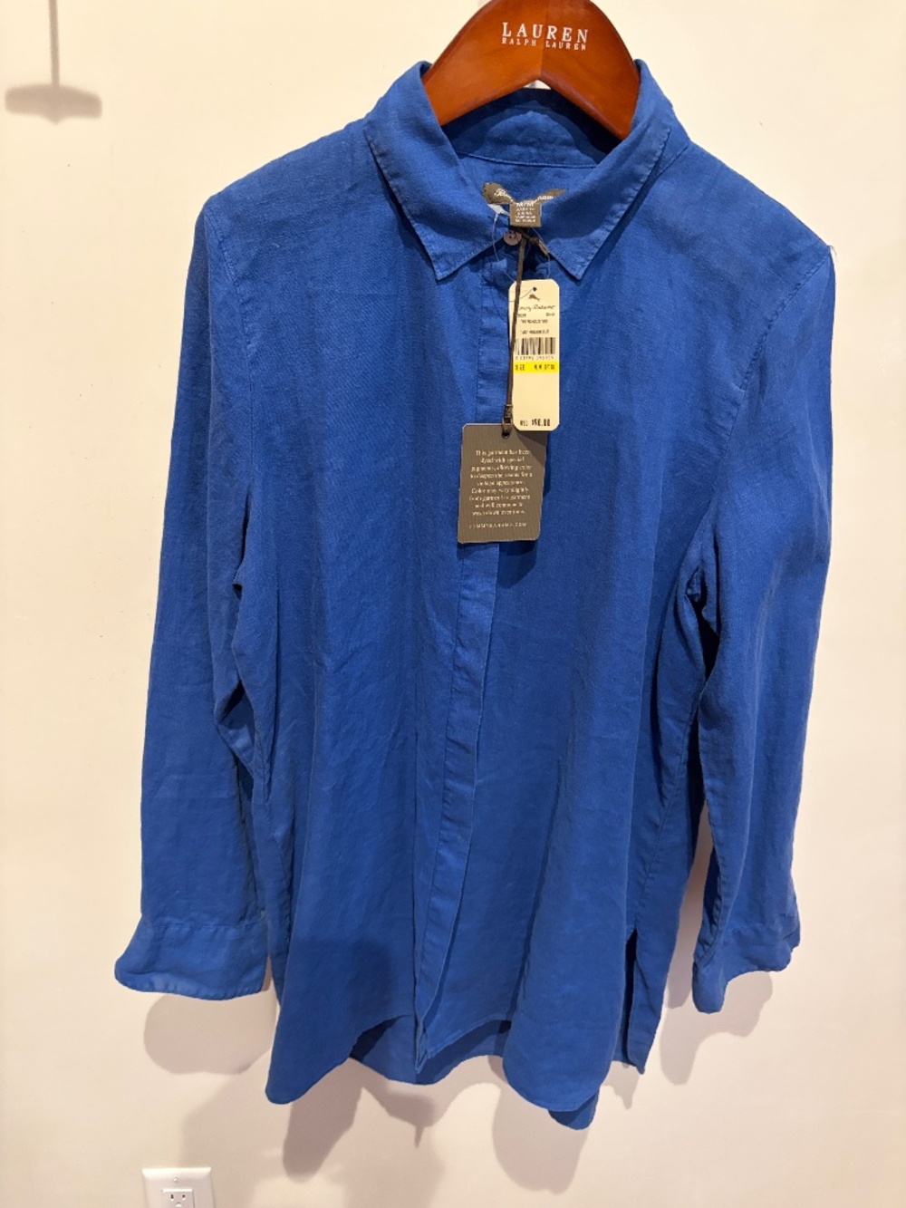 Cobalt Tommy Bahama Long Sleeve Button Down Linen Tunic - NWT - Medium